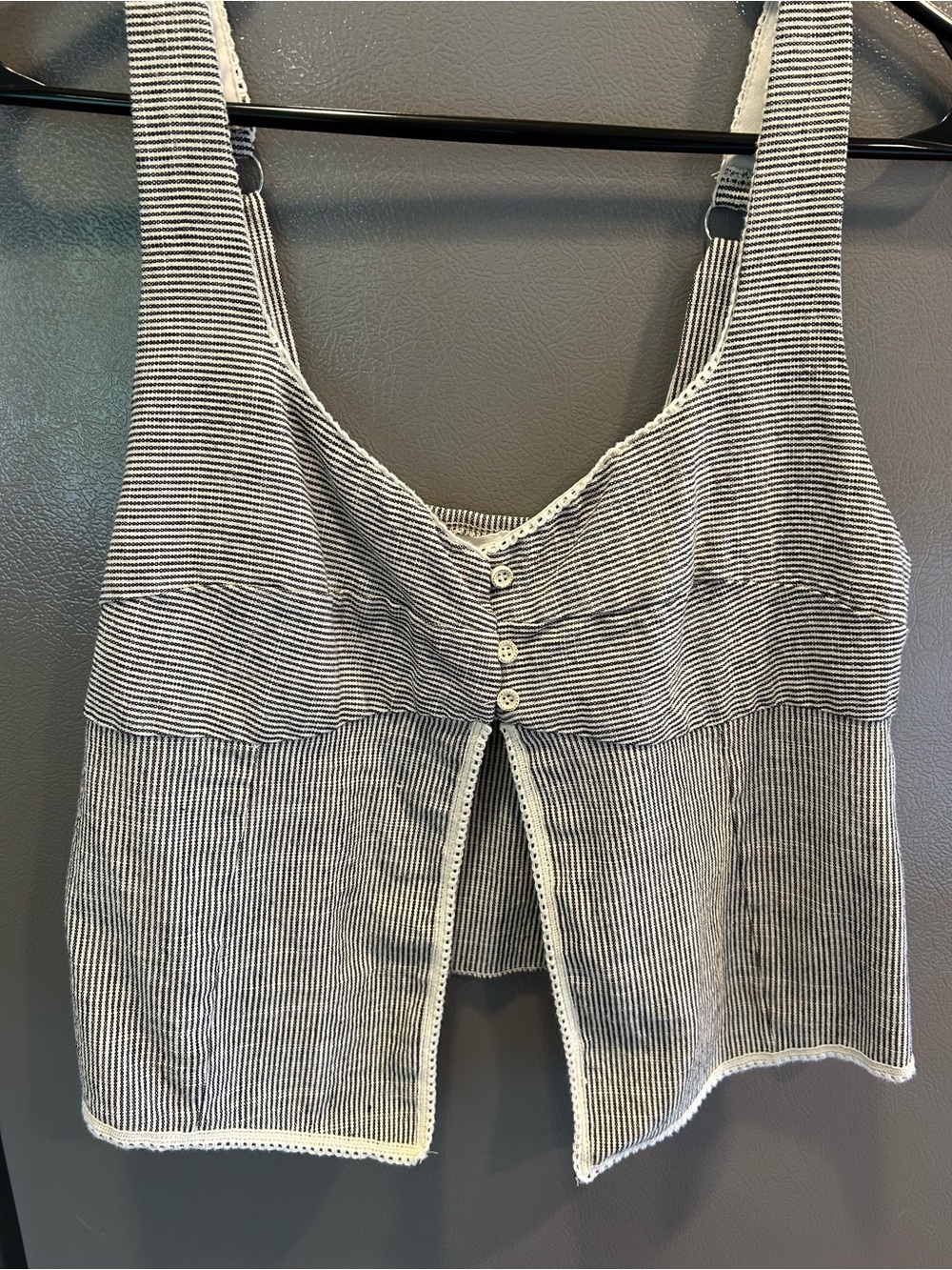 Striped Button-Front Tank Top in Black & White